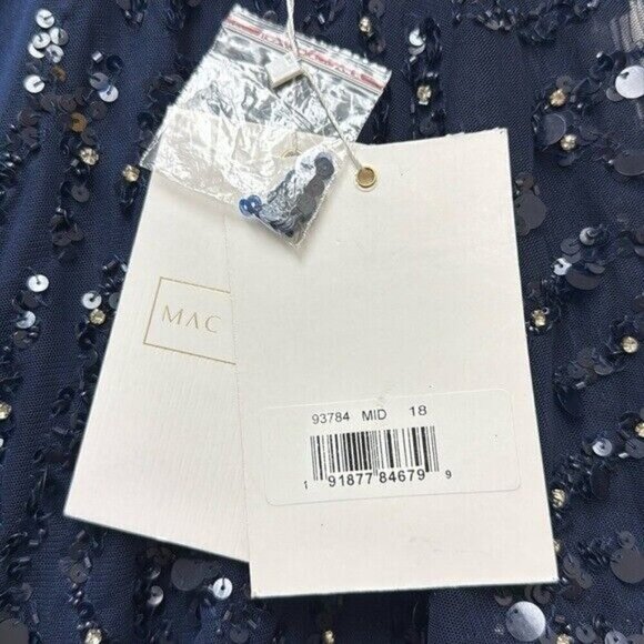 Mac Duggal size 18 Navy 93784 Sequined Beaded V-NECK Formal Cocktail Dress GOWN - Picture 10 of 14